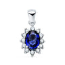 18k colgante oro blanco zafiro 0.98 qt. 12 diamantes 0.35 qts. si-h. 13x11 mm