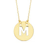 18k colgante placa con calado de letra del alfabeto latino en mayúscula 15 mm y cadena forzada de 42 cm
