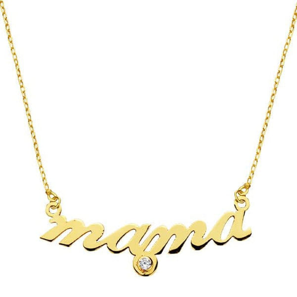 18k gargantilla oro amarillo mama con circonita y cadena de 45cm