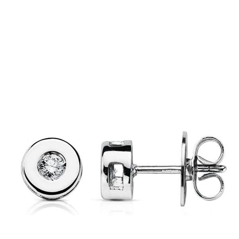 18k pendientes oro blanco chaton 6 mm diamantes 0.130 qts cierre presion