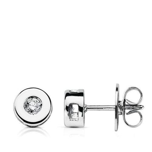 18k pendientes oro blanco chaton 6 mm diamantes 0.130 qts cierre presion