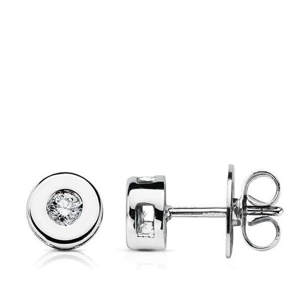 18k pendientes oro blanco chaton 6 mm diamantes 0.130 qts cierre presion