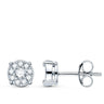 18k pendientes oro blanco chaton con 20 diamantes. 7x7 mm 0.365 qts presion