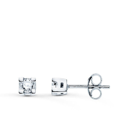 18k pendientes oro blanco con diamantes talla brillante 0.20 qts. si-h cierre presion