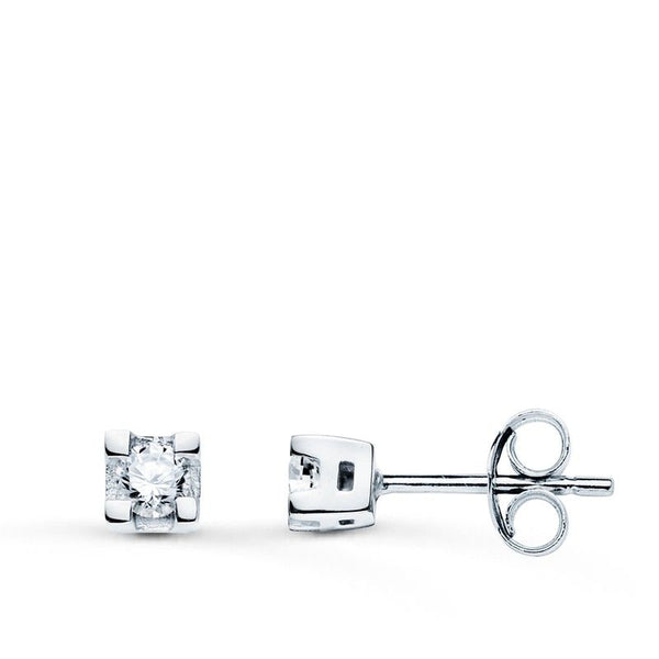 18k pendientes oro blanco con diamantes talla brillante 0.20 qts. si-h cierre presion