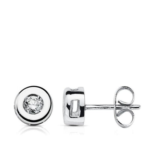 18k pendientes oro blanco diamantes 6.5 mm 0.220 qts. h-si cierre presion