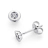 18k pendientes oro blanco diamantes talla brillante chaton 0.200 qts. 5mm cierre presion