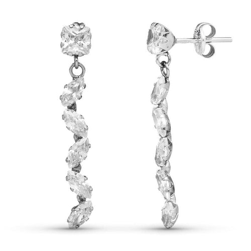 18k pendientes oro blanco largos circonitas