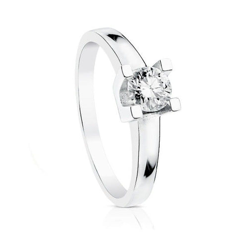 18k Solitario Oro Blanco Diamante Talla Brillante 0.500 Qtes. Pureza Si Color H