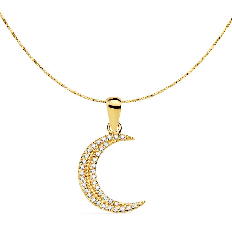 22016 Colgante en forma de luna con cadena con circonitas engastadas