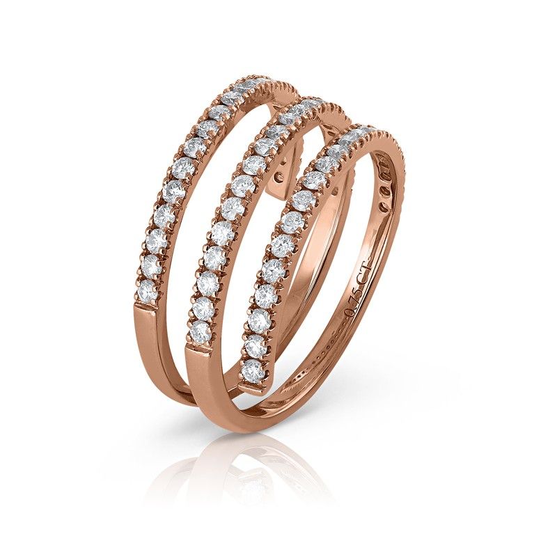25061109100 Anillo oro rosa tres tiras brillante