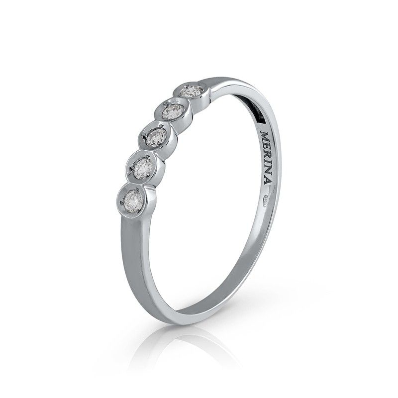 25421109100. Anillo oro blanco 18 Quilates y diamantes en bisel redondo.