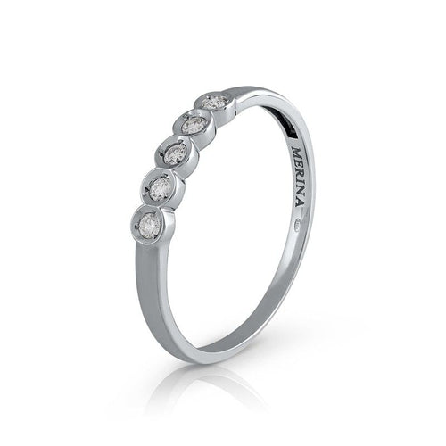 25421109100. Anillo oro blanco 18 Quilates y diamantes en bisel redondo.