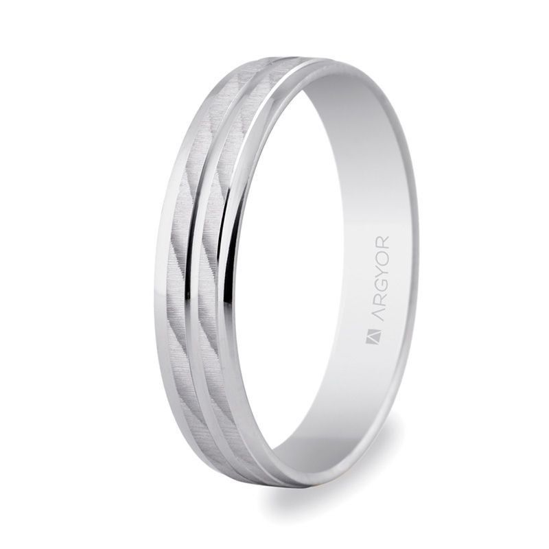 5B40340. Alianza de oro blanco de 18 Quilates