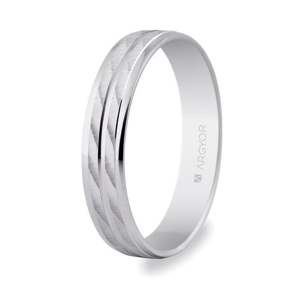 5B40340. Alianza de oro blanco de 18 Quilates
