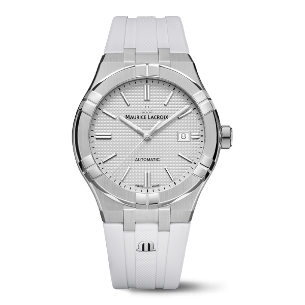 Maurice Lacroix AIKONIC Bisel Blanco Manecillas Plateadas  Correa Blanca ai1000-ss001-330-3