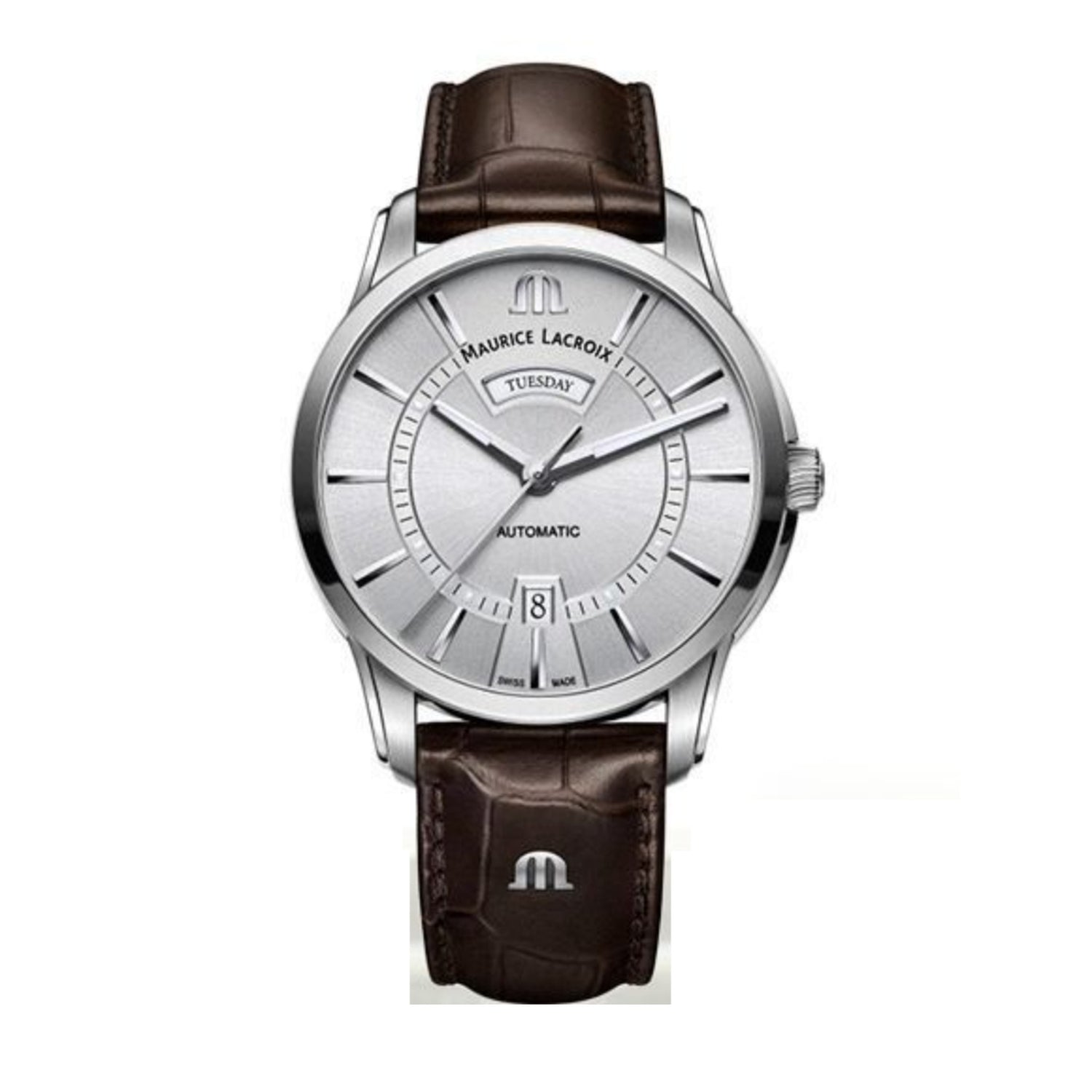 MAURICE LACROIX Pontos Automatic Plateado.  /  pt6007-ss001-130-1  Piel Marrón 42mm