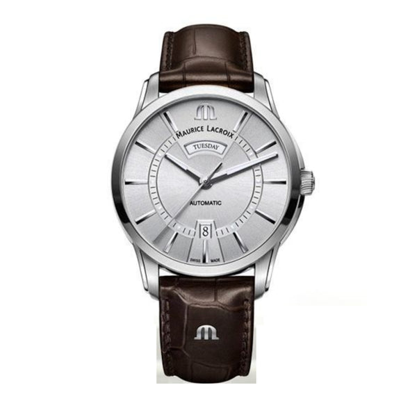 MAURICE LACROIX Pontos Automatic Plateado.  /  pt6007-ss001-130-1  Piel Marrón 42mm