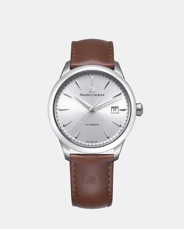 MAURICE LACROIX Pontos Automatic Plateado pt6159-ss001-13e  / Piel Marrón 39mm