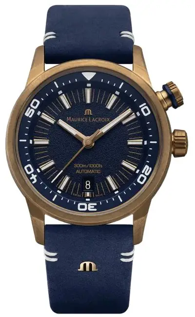 MAURICE LACROIX Pontos S Diver Bronce Azul  / pt6248-brz0b-430-4  Caucho Azul + Piel