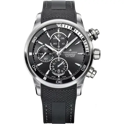 MAURICE LACROIX Pontos Chronograph   pt6008-pvb01-330-1  Monopusher PVD Negro / Piel Cocodrilo Negra