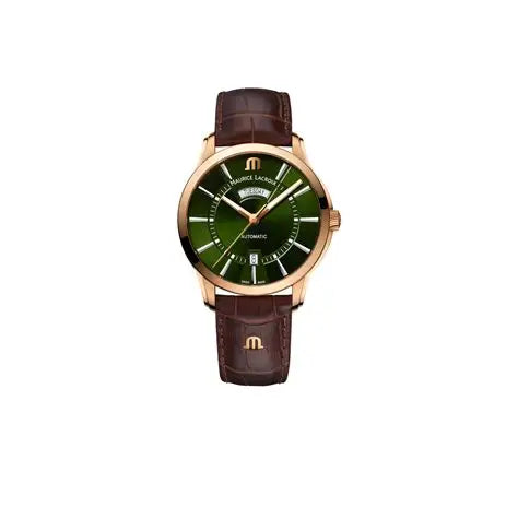 MAURICE LACROIX Pontos Day-Date Bronce Verde pt6158-bz101-43e  / Piel Marrón