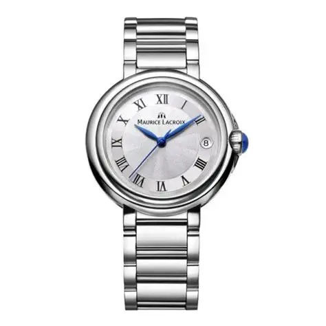 MAURICE LACROIX 1975 Quartz 33mm  fa1004-ss002-160-2 Nacar Blanco Diamantes Piel Azul