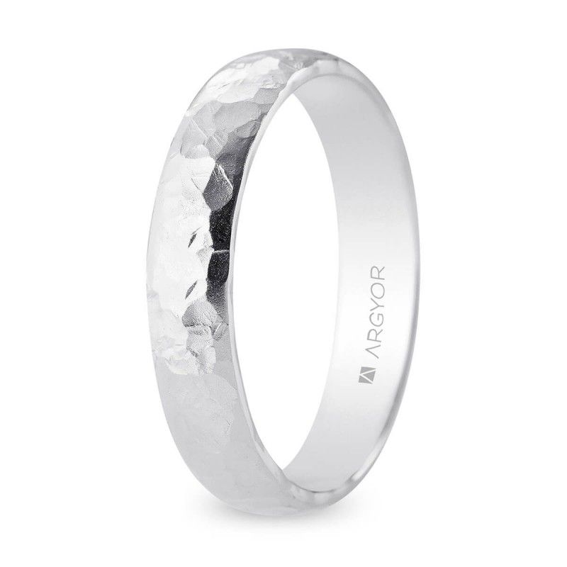 Alianza de boda 3,5 mm martellato fino oro blanco (5B35556)