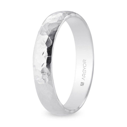 Alianza de boda 3,5 mm martellato fino oro blanco (5B35556)