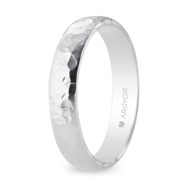 Alianza de boda 3,5 mm martellato fino oro blanco (5B35556)