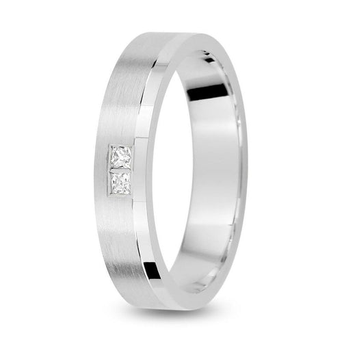 Alianza de boda oro blanco combinado con diamantes A18933G40