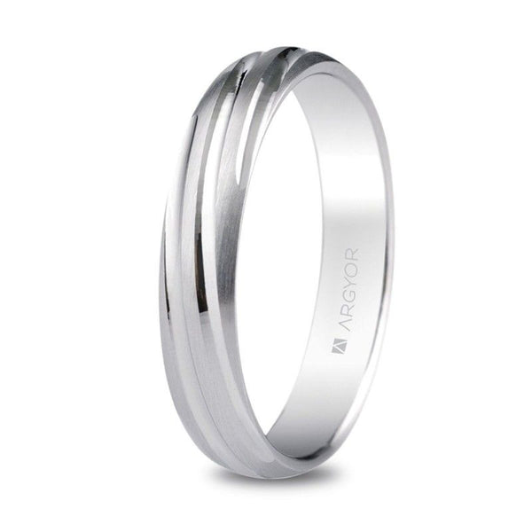 Alianza de boda oro blanco torneada 4mm (5B40266)