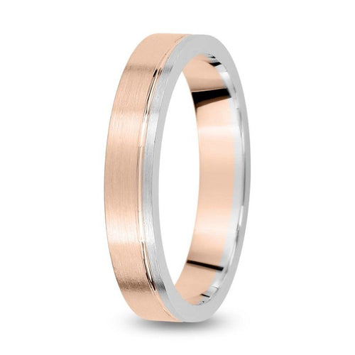 Alianza de boda plana con ranura en oro bicolor mate A18630P35