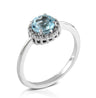 Anillo en oro blanco 18 quilates topacio azul y brillantes