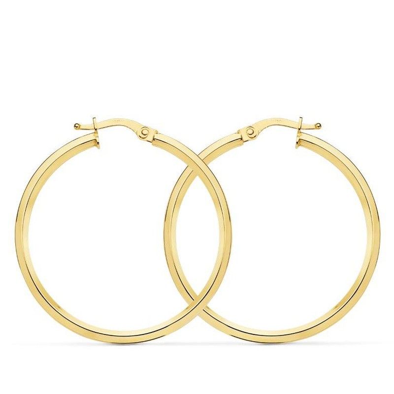 Pendientes tipo aros Oro Amarillo Lisos Redondos Rombo 33 X 1,50 Mm