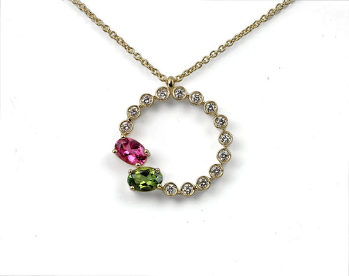 Colgante oro amargo diamantes y tourmalina 812403