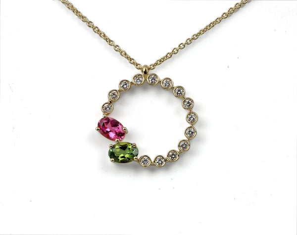 Colgante oro amargo diamantes y tourmalina 812403