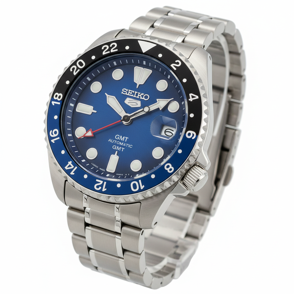 El SEIKO 5 Sports GMT Automatic en color Azul SRPG29K1