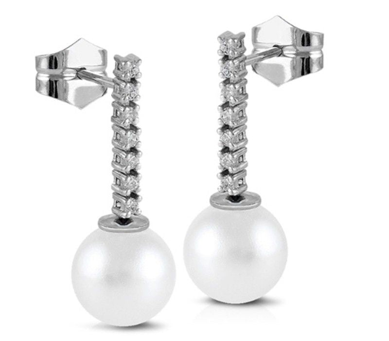 Pendiente perla oro blanco 18 quilates y brillantes 26341151110