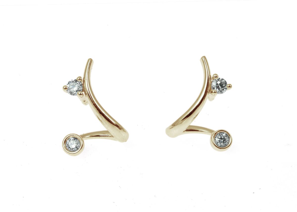 pendientes oro anillo con dos diamantes 527531