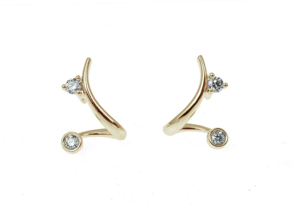 pendientes oro anillo con dos diamantes 527531