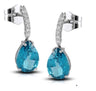 Pendientes oro blanco 18 quilates , con topacios azules y  0.18Kts en diamantes. S28061101101