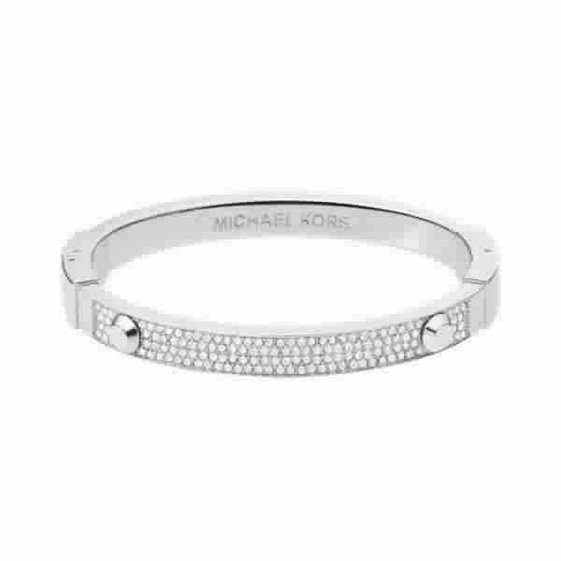 Pulsera rigida michael kors acero y swarovskis.