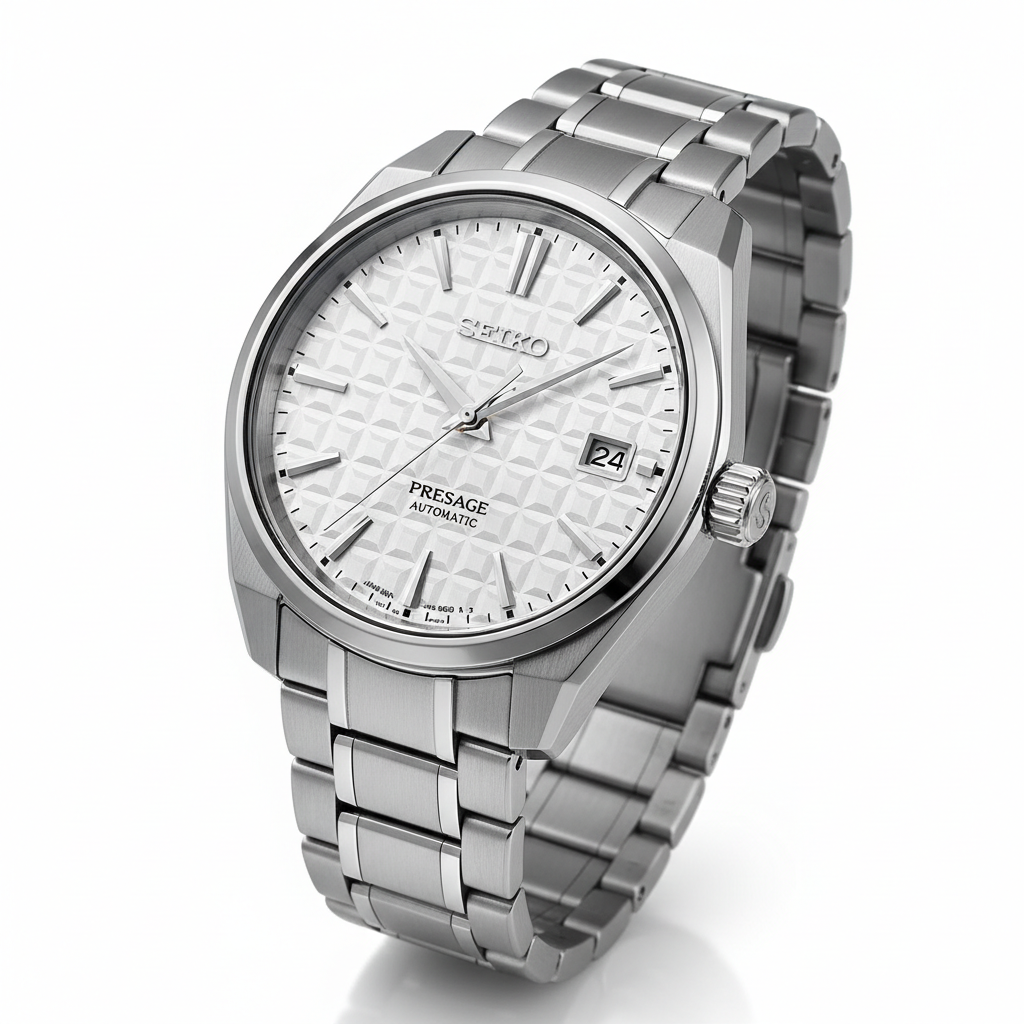 Seiko Presage Sharp Edged Geométrico Plateado  SRPF72K8
