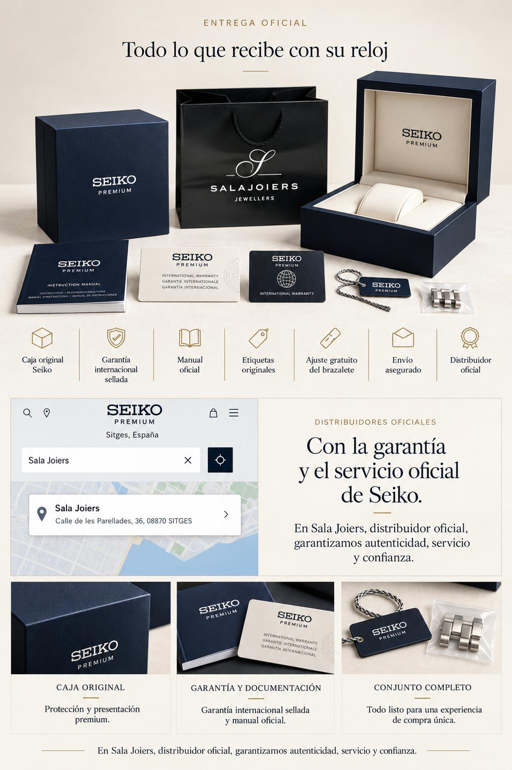 Todo lo que recibe con su reloj Seiko — Sala Joiers, distribuidor oficial